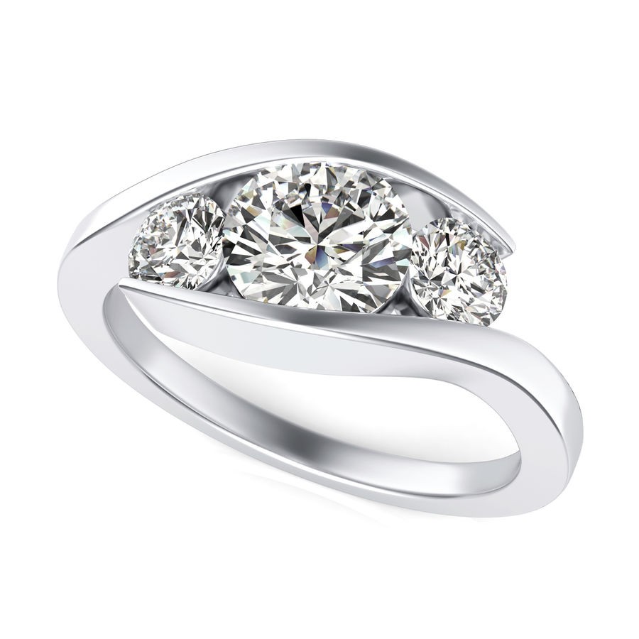 Tension Three Stone Engagement Ring
