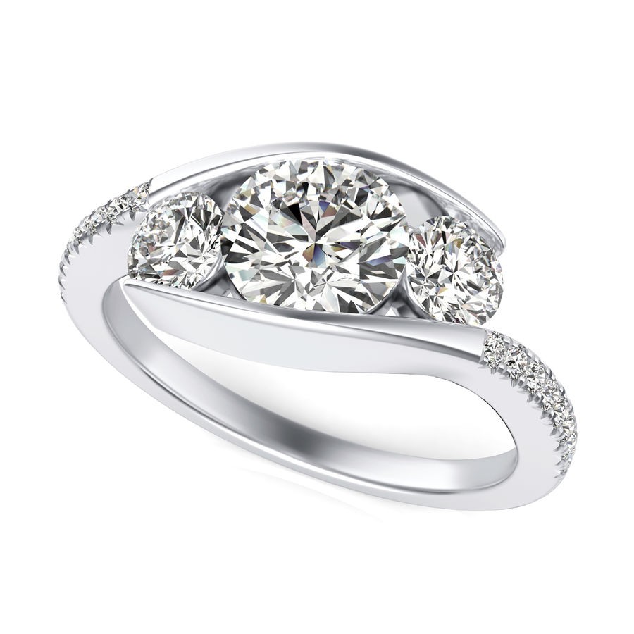 Tension Three Stone Engagement Ring