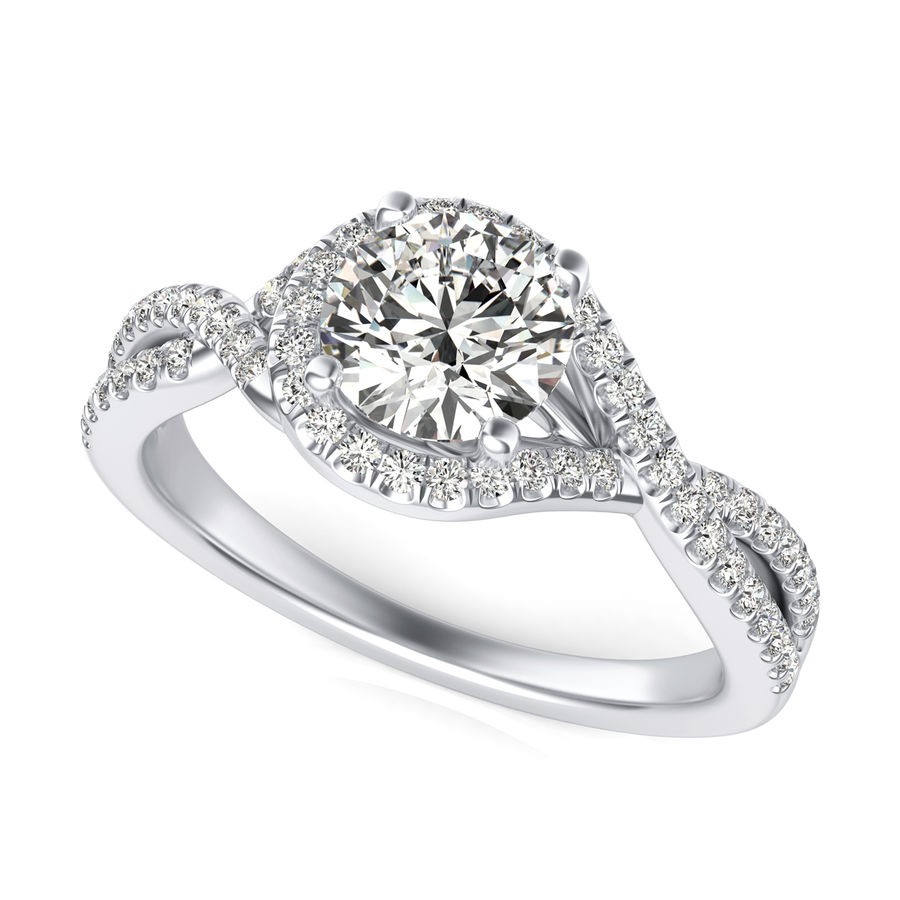 Twist Halo Engagement Ring