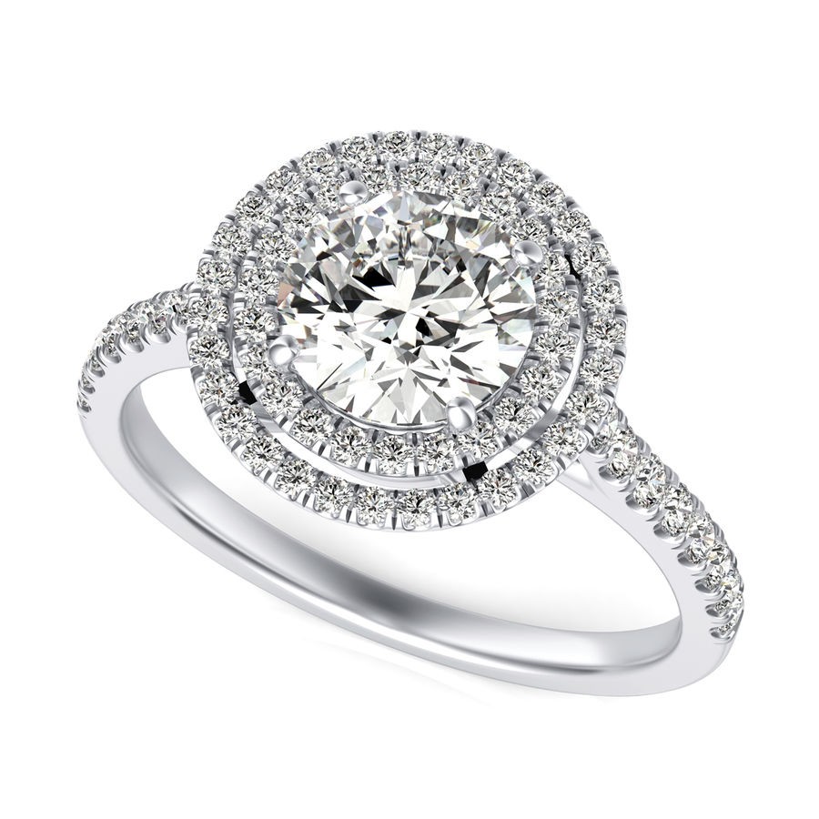Double Halo Engagement Ring