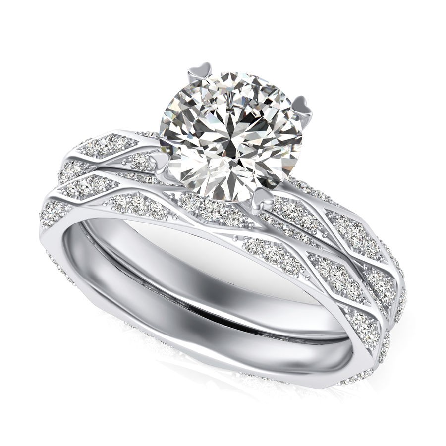 Eternity Engagement Ring With Matching Band