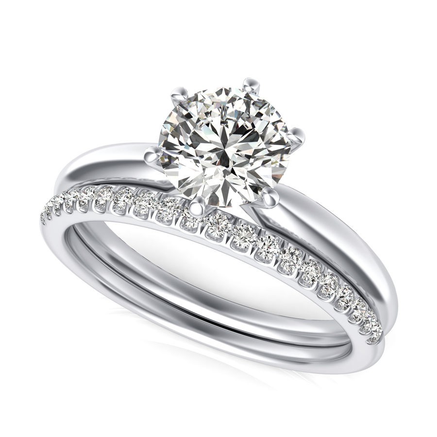 Solitaire Engagement Ring With Matching Band