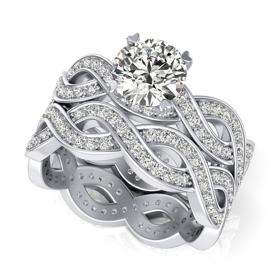 Eternity Twist Engagement Ring With Matching Band