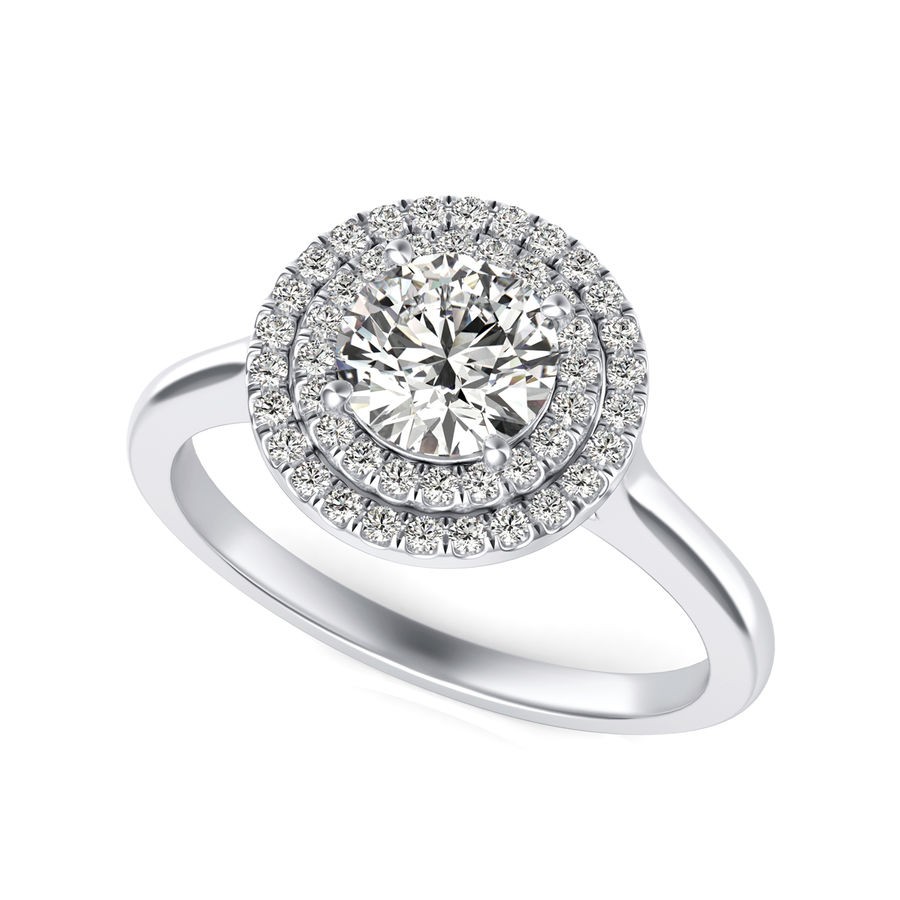 Double Halo Engagement Ring