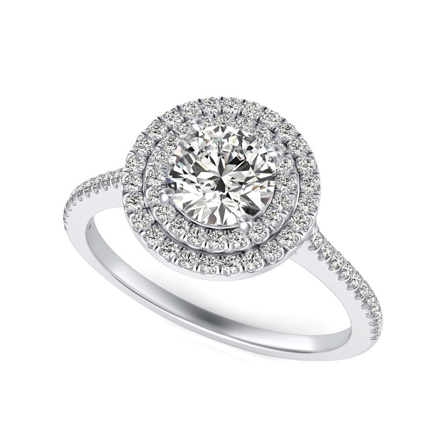 Double Halo Engagement Ring