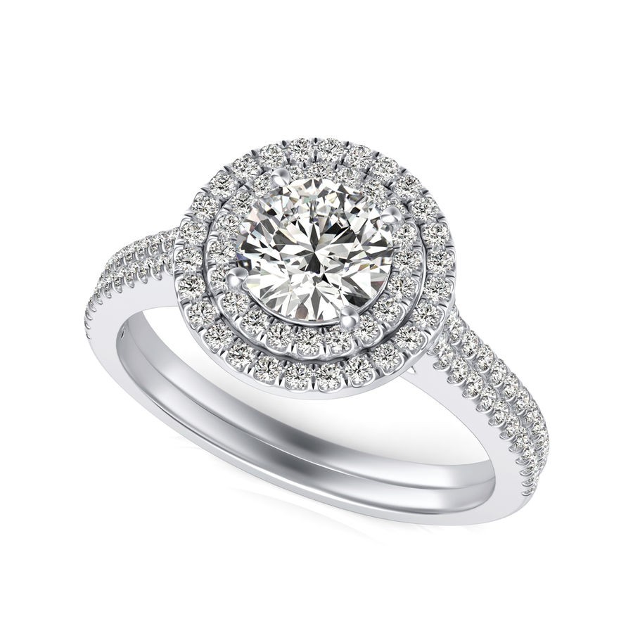 Double Halo Engagement Ring