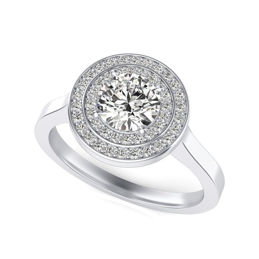 Double Halo Engagement Ring