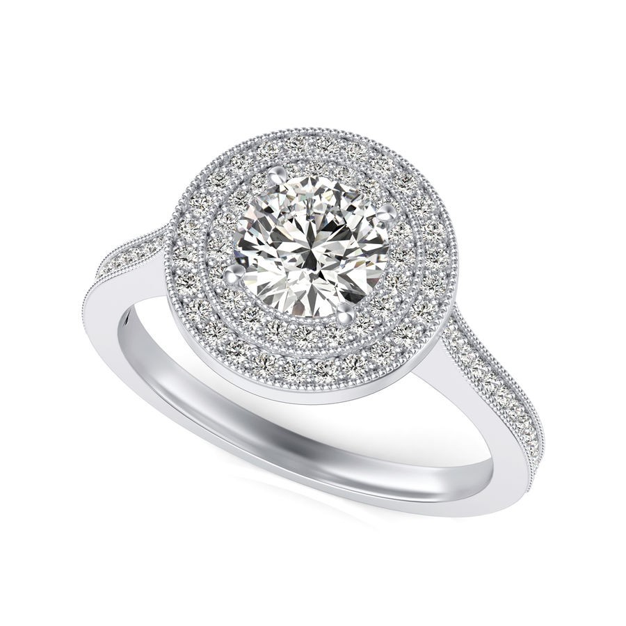 Double Halo Engagement Ring