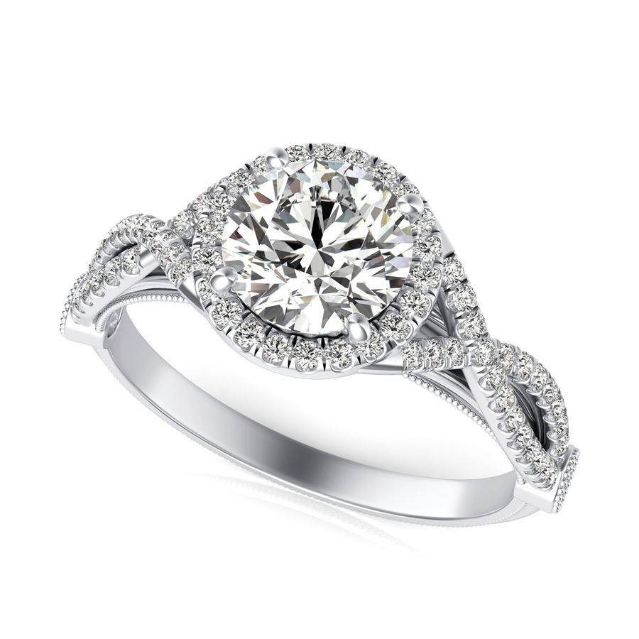 Twist Halo Engagement Ring