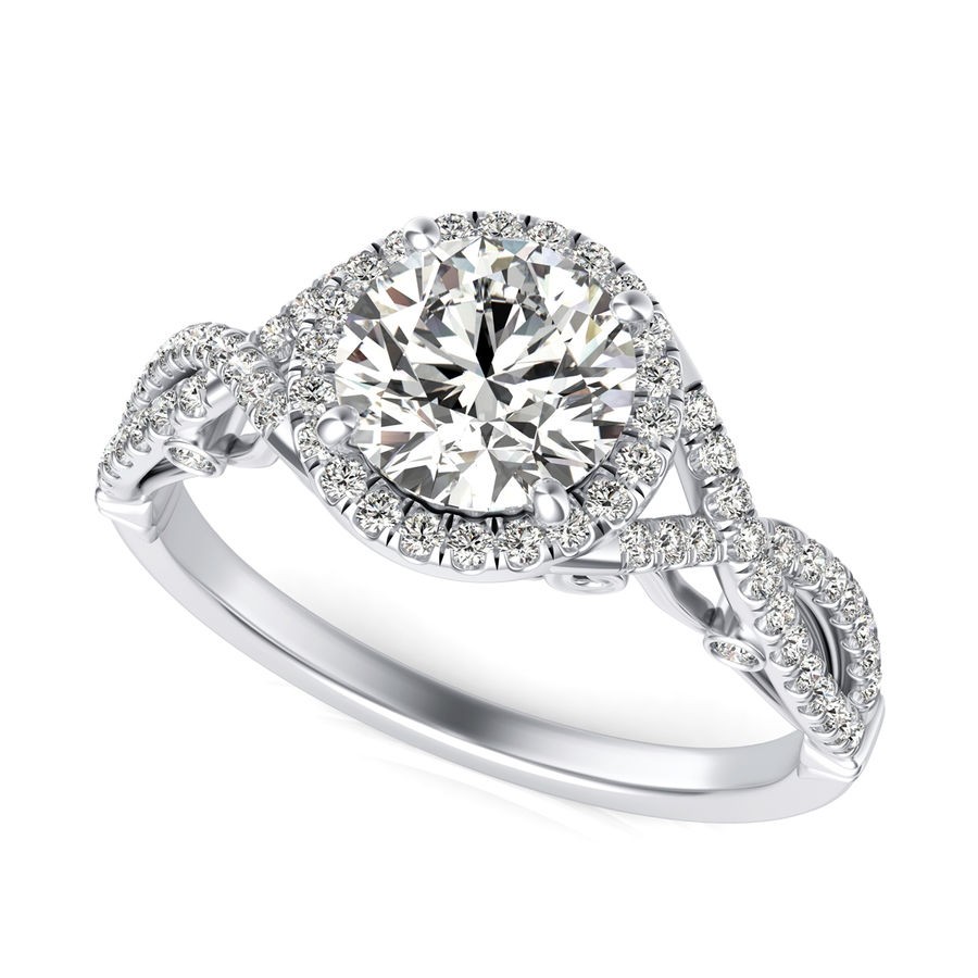 Twist Halo Engagement Ring