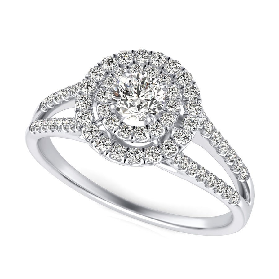 Double Halo Engagement Ring