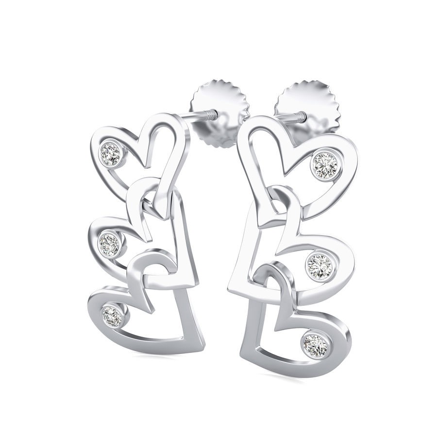 Three Hearts Drop Earrings