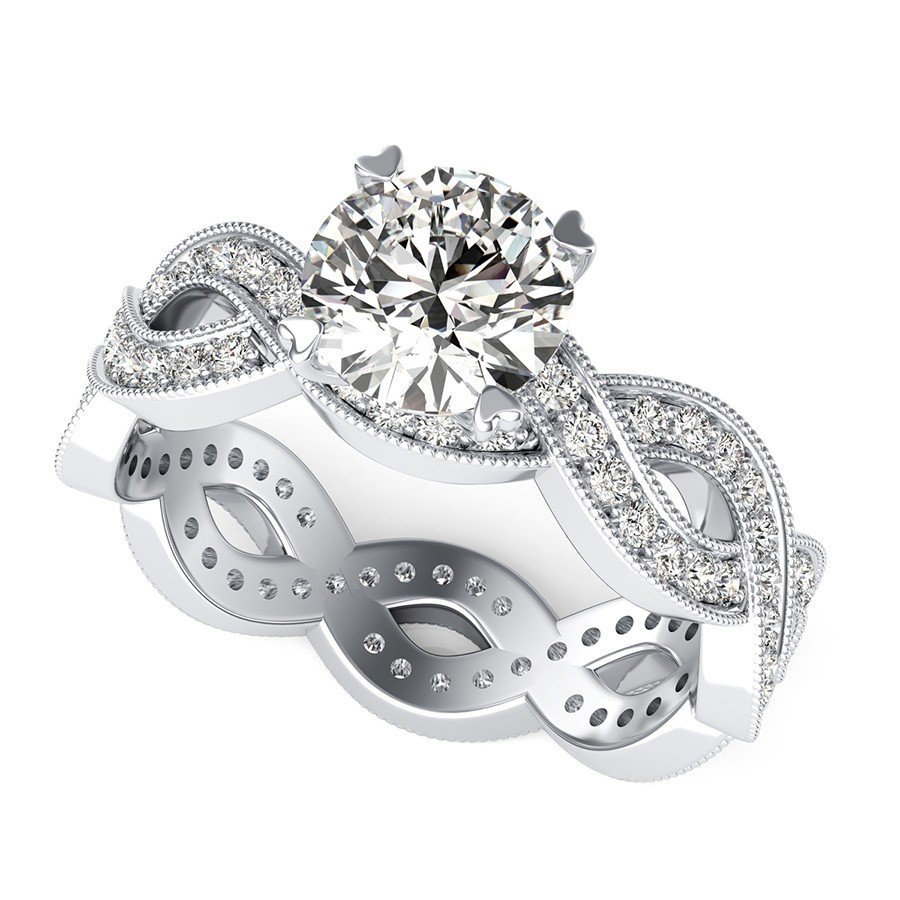 Eternity Infinity Twist Engagement Ring With Milgrain On The Side