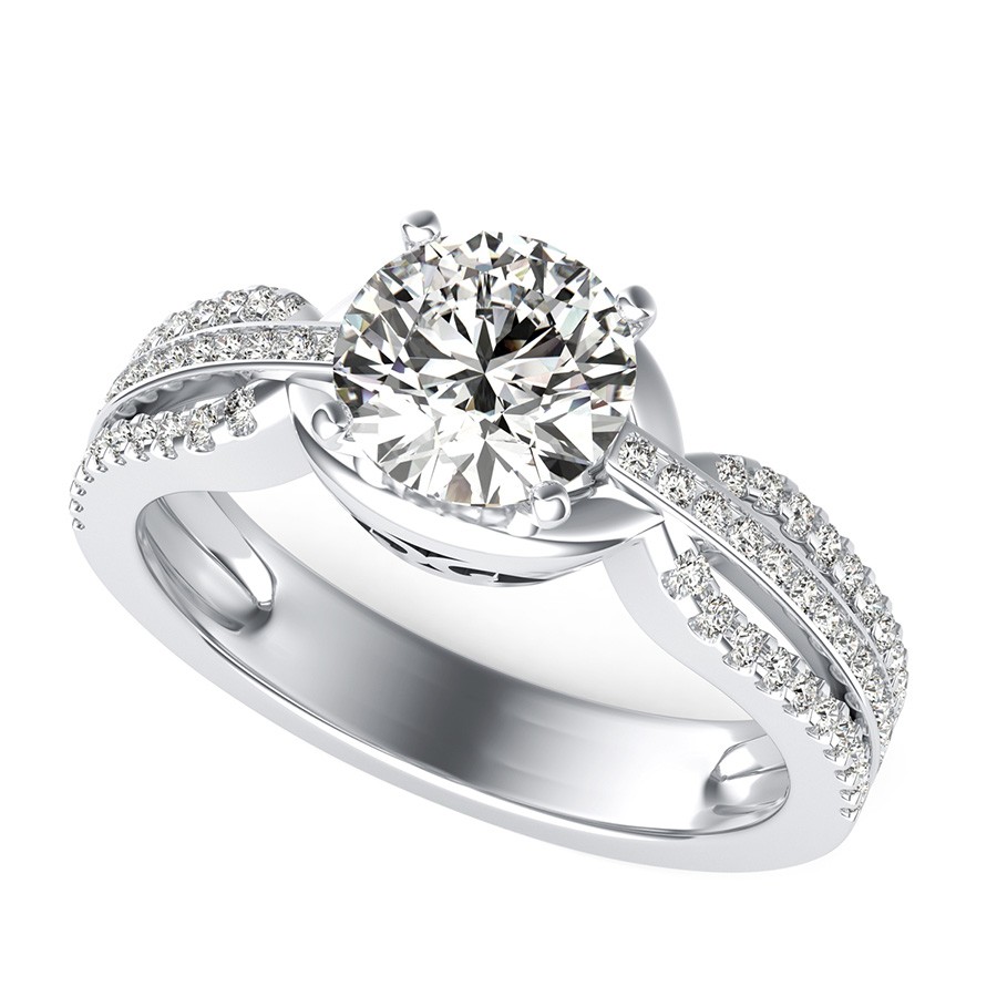 Unique Triple Band Engagement Ring With Side Stones 