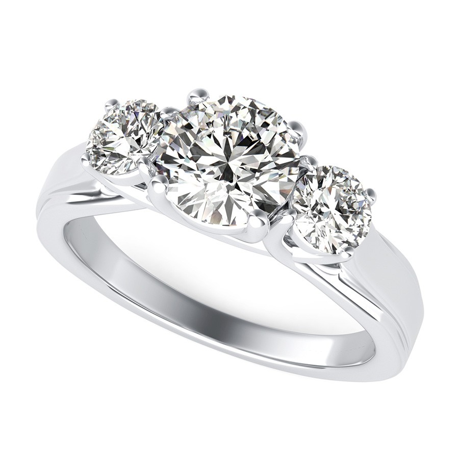 Classic Three Stone Trellis Engagement Ring 