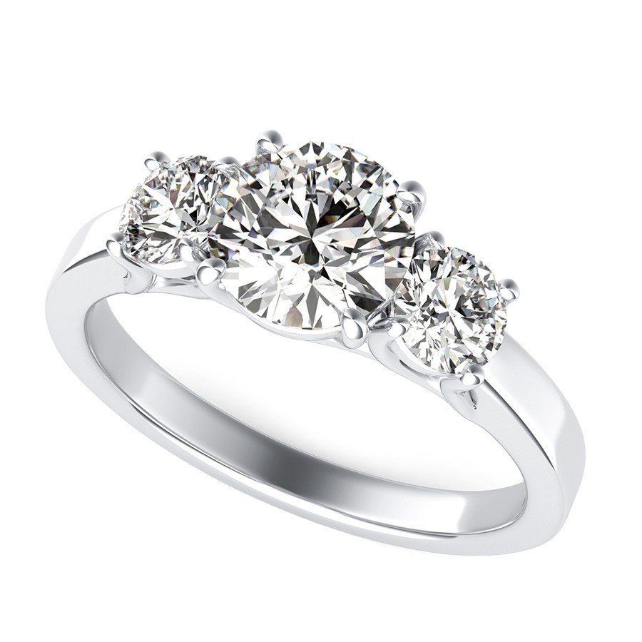 Classic Three Stone Trellis Engagement Ring 