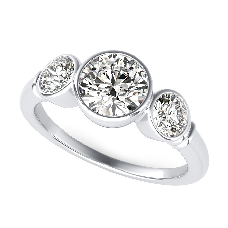 Bezel Three Stone Engagement Ring