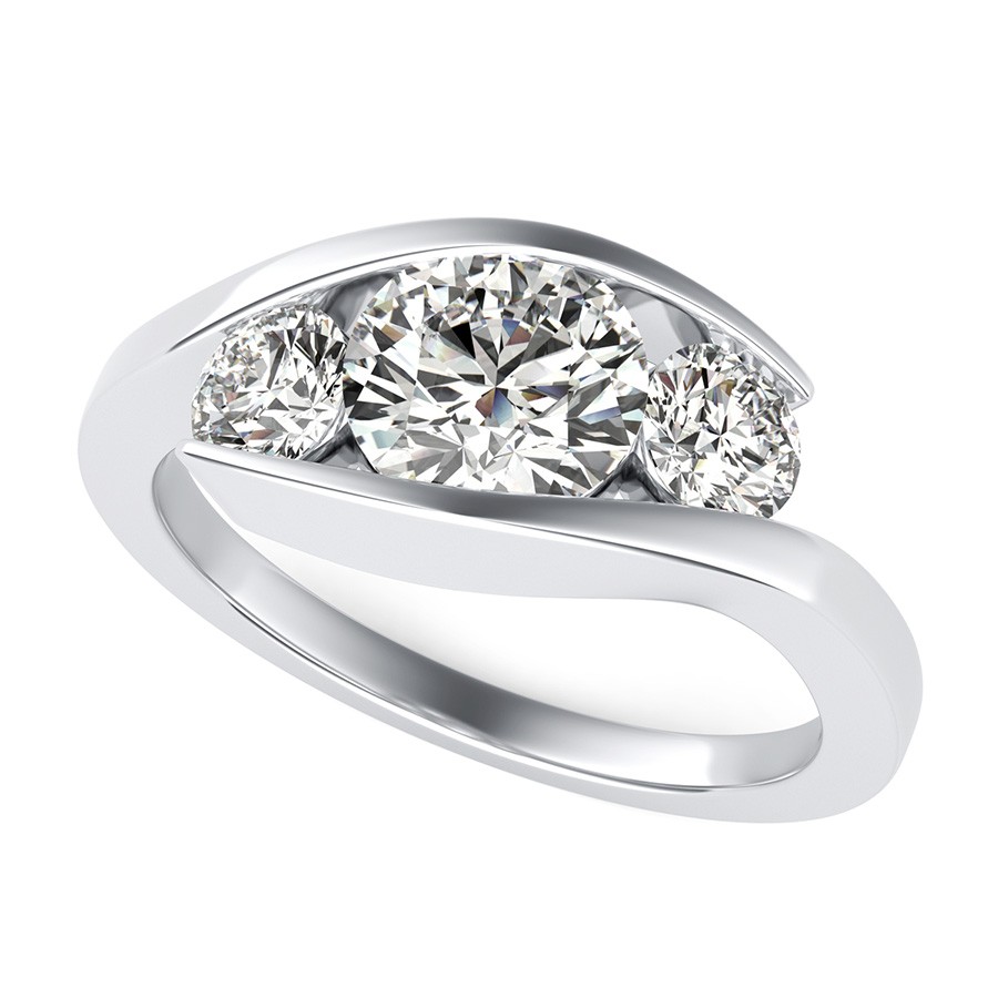 Eluna Tension Set Three Stone Engagement Ring