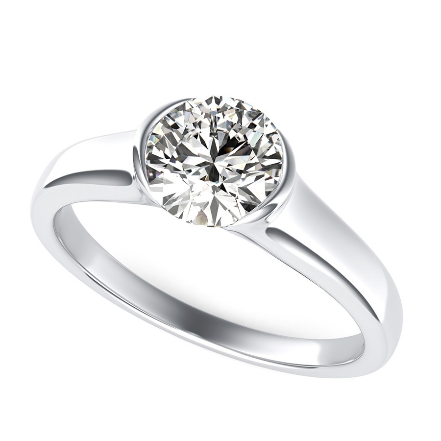 Half Bezel Solitaire Engagement Ring