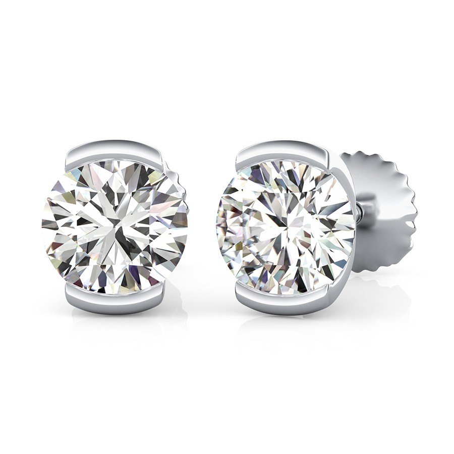 Half Bezel Stud Earrings