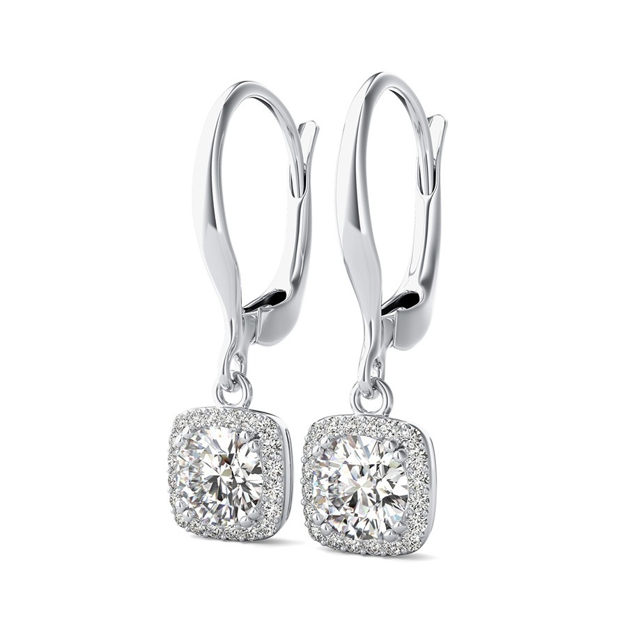 Square Halo Dangling Earrings