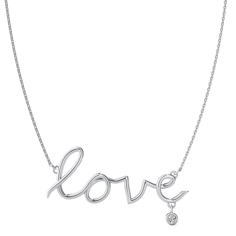 "Love" Pendant With Bezel Set Stone