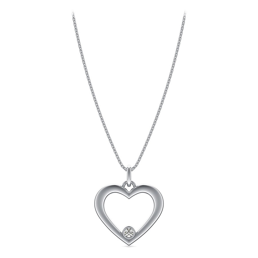 Open Heart Pendant With Bezel Set Stone