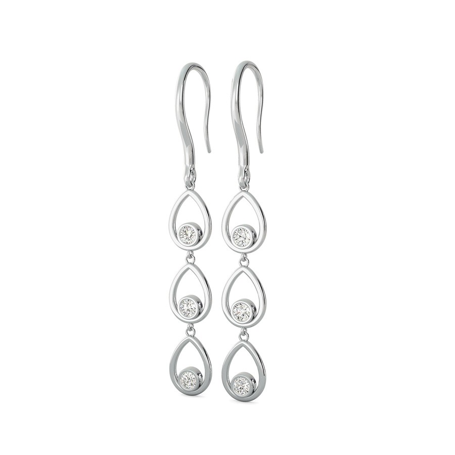Tri Open Pear Shaped Drop Earrings