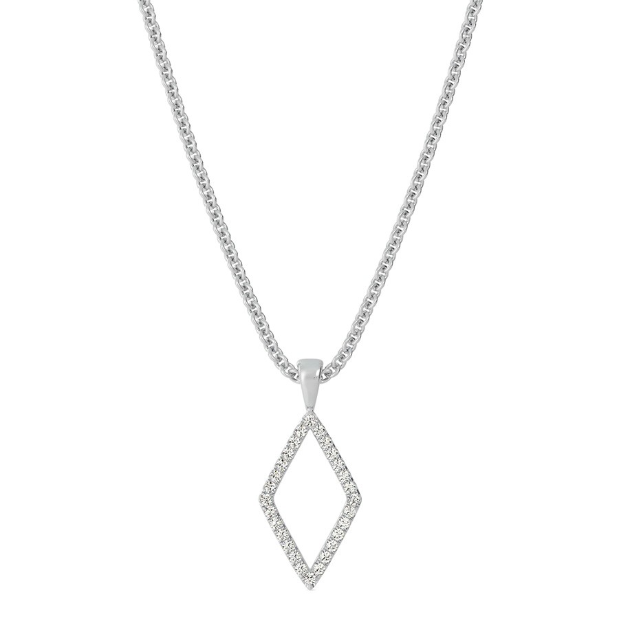 Open Diamond Shaped Pendant With Stones