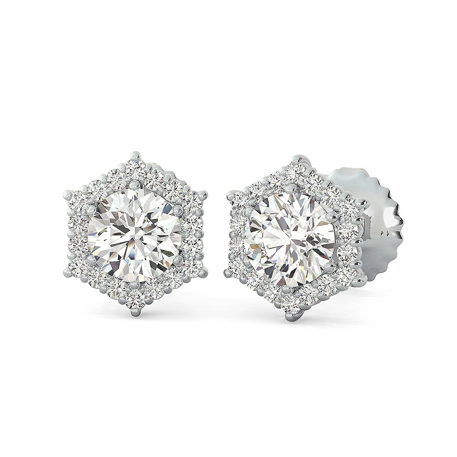 Hexagon Halo Earrings