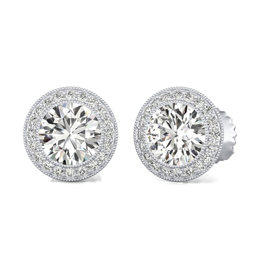 Halo Stud Earrings With Milgrain