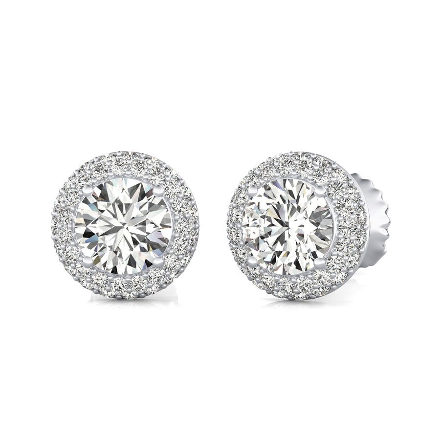 Micro Pave Halo Stud Earrings
