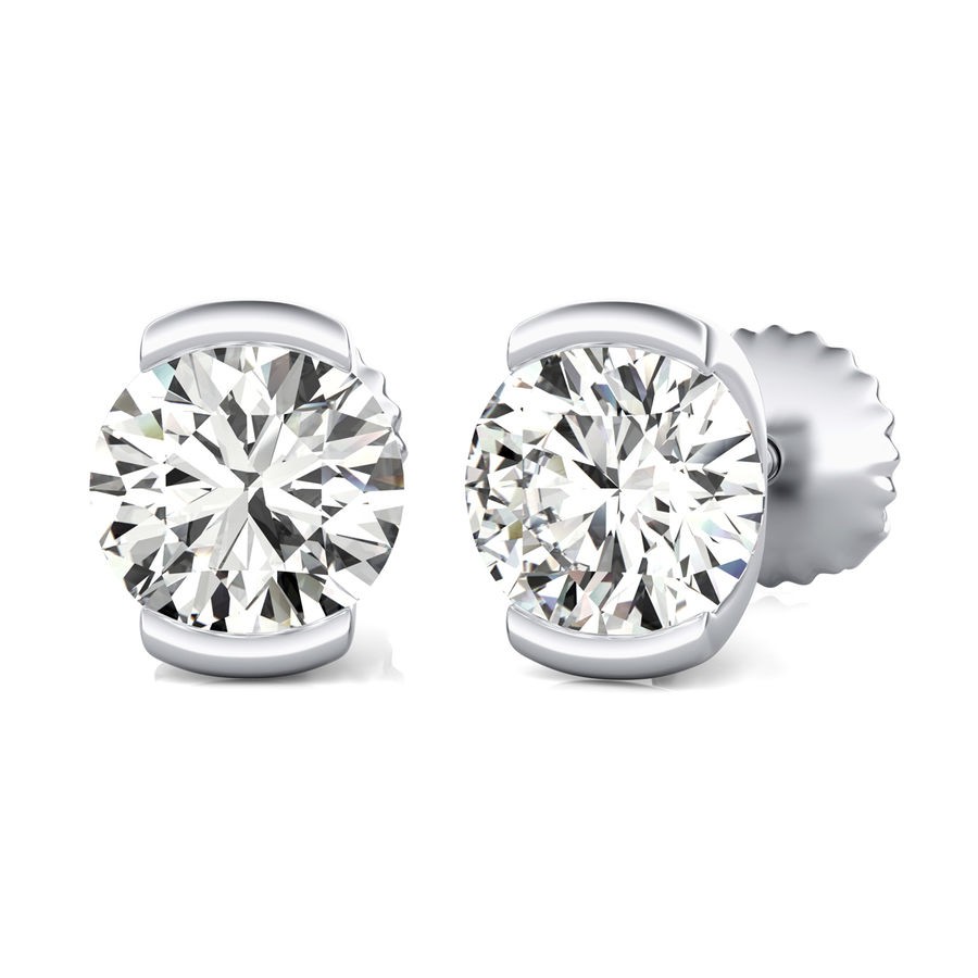 Half Bezel Stud Earrings