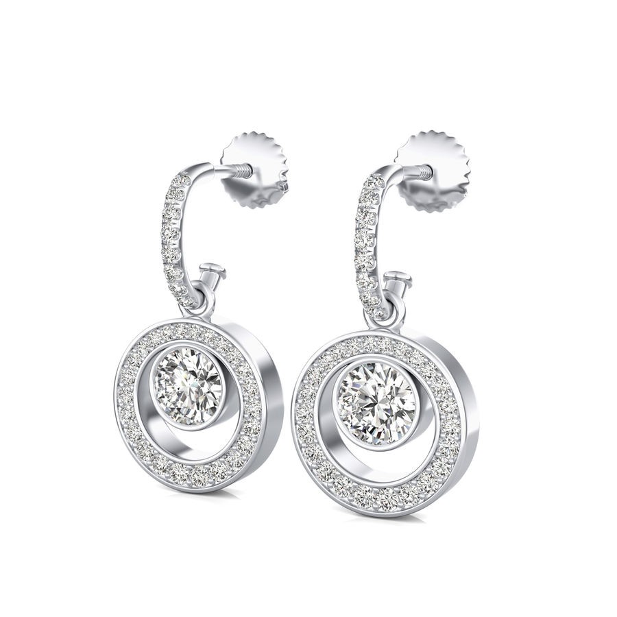 Dropped Halo Bezel Earrings