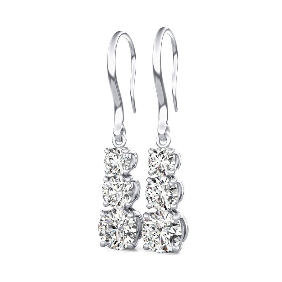 Three Stone Lever Back Earrings