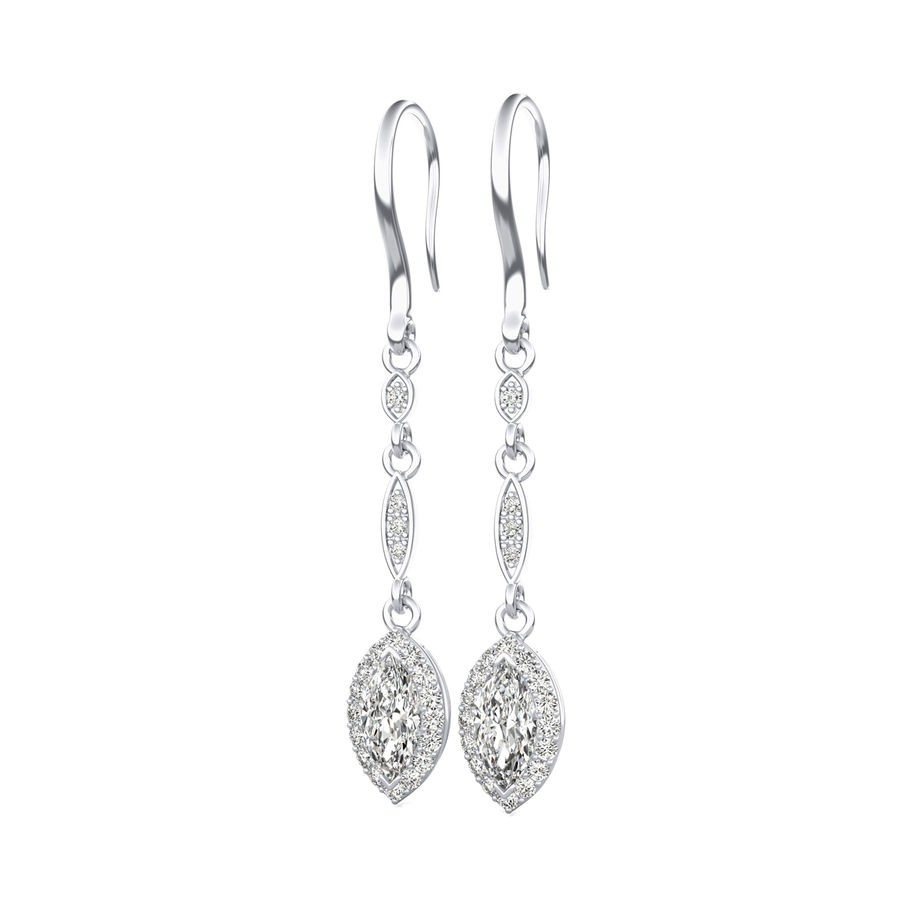 Lever Back Halo Drop Earrings