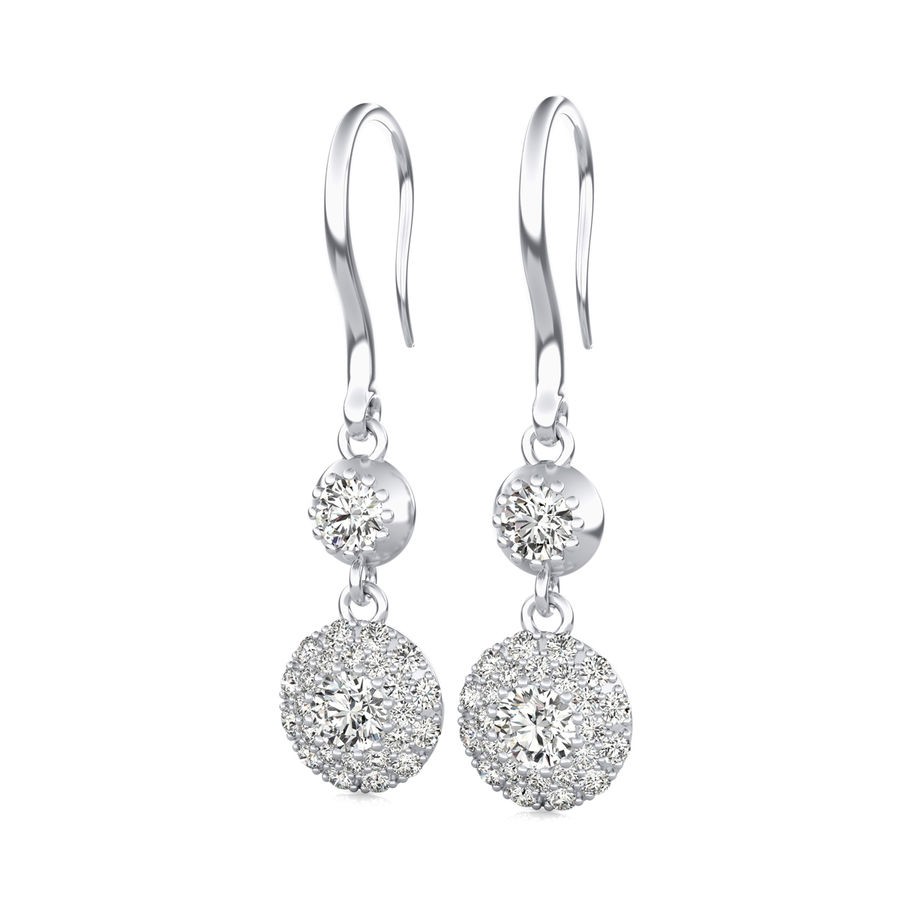Micro Pave Dangle Halo Earrings