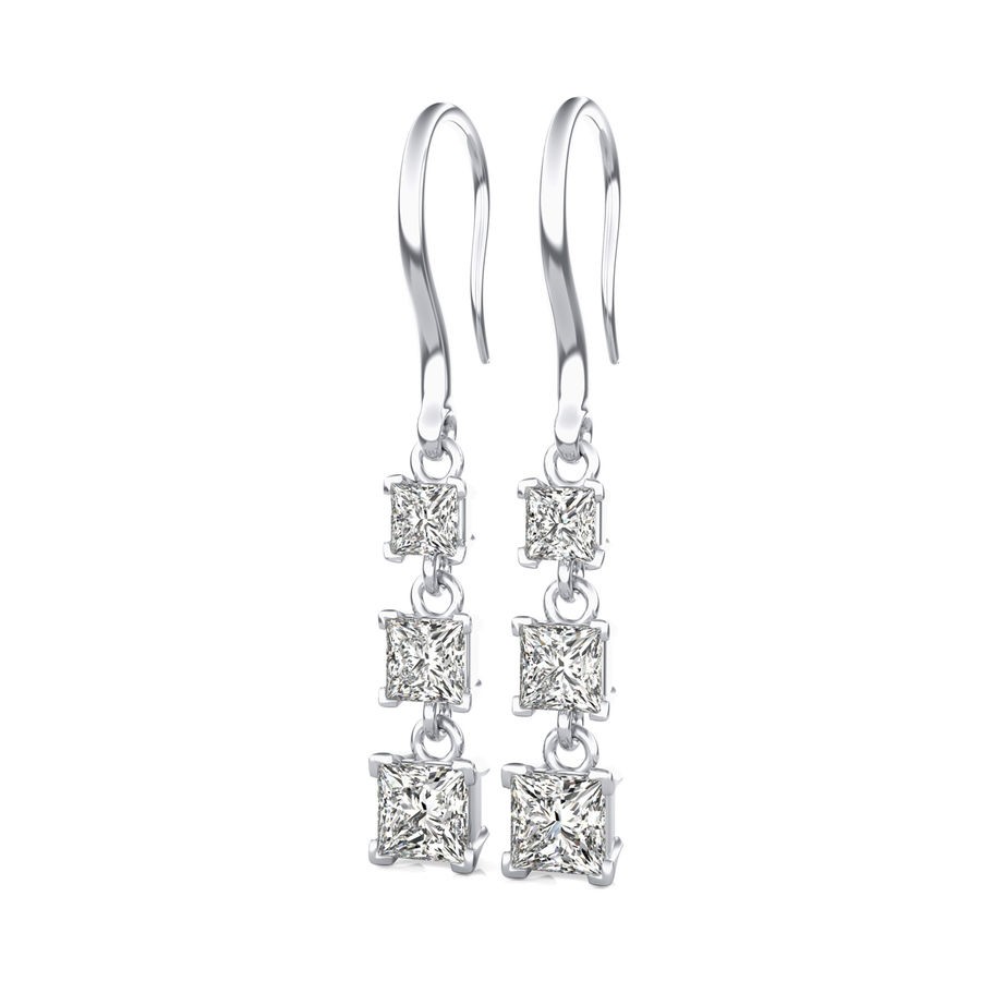 Three Stone Lever Back Earrings