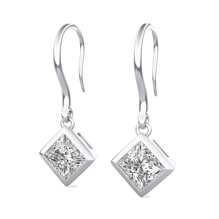 Dropped Bezel Solitaire Earrings