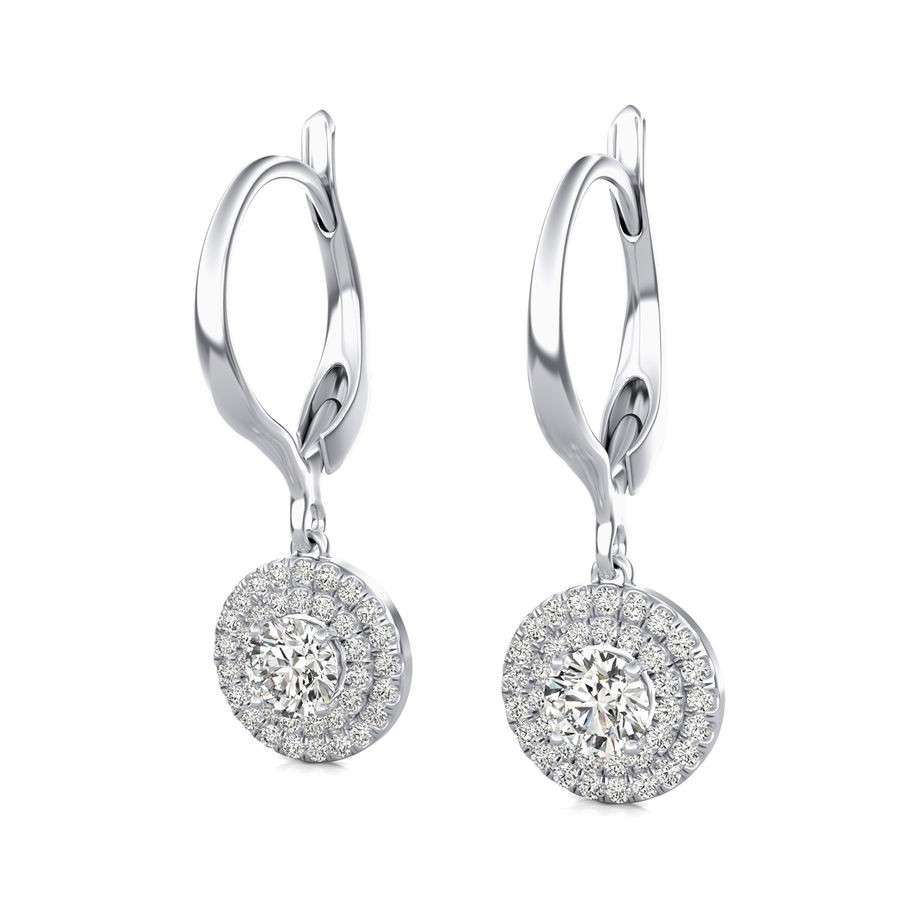 Double Halo Lever Back Earrings