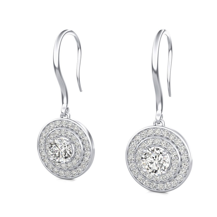 Double Halo Lever Back Earrings