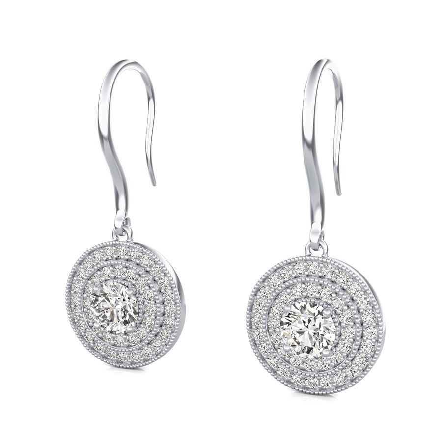 Double Halo Lever Back Earrings
