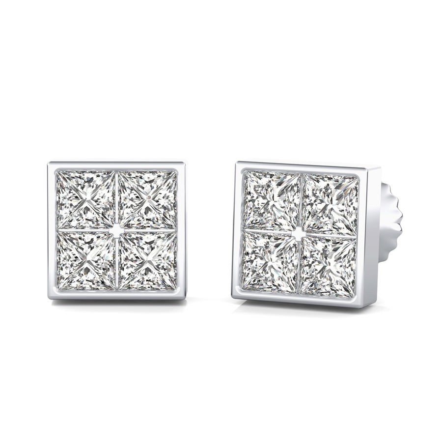 Bezel Cluster Stud Earrings