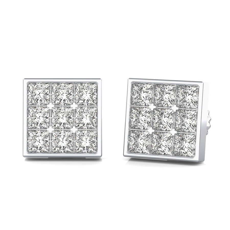 Bezel Cluster Stud Earrings