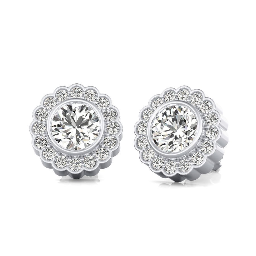 Bezel Halo Earrings