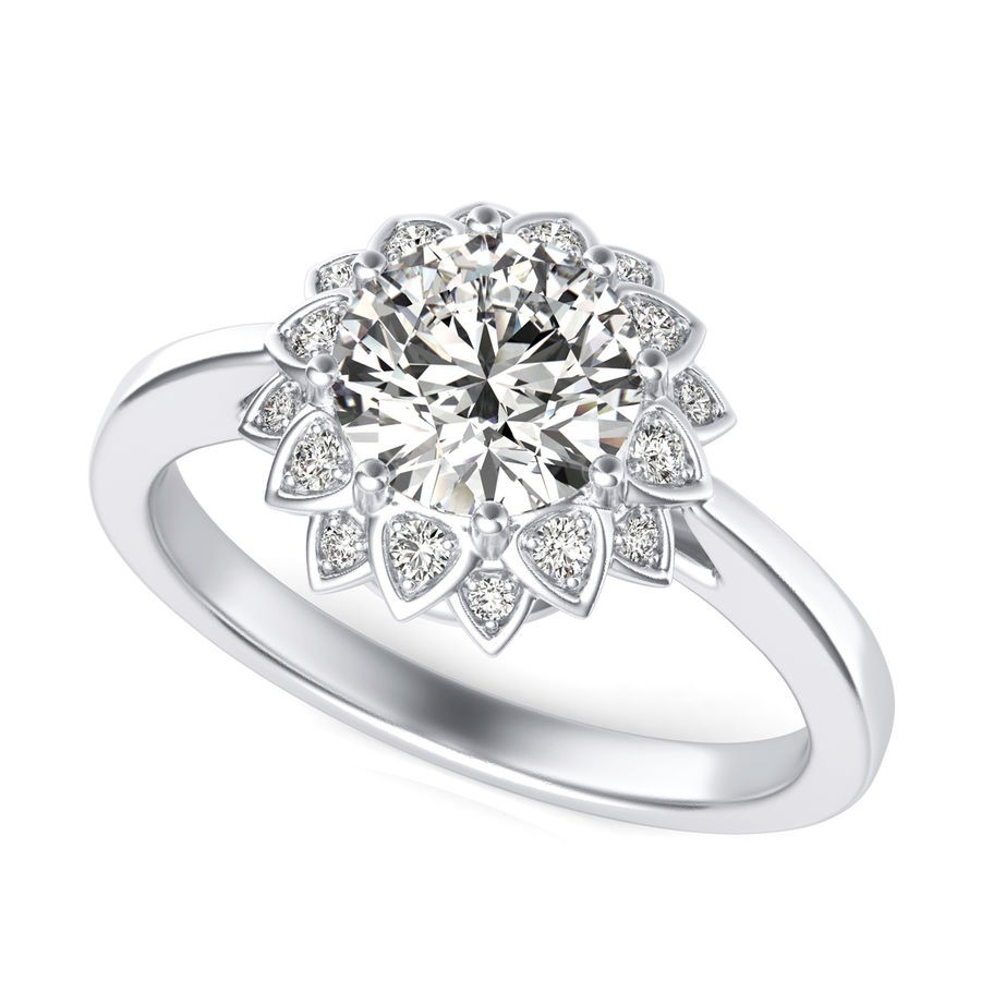 Flower Halo Engagement Ring
