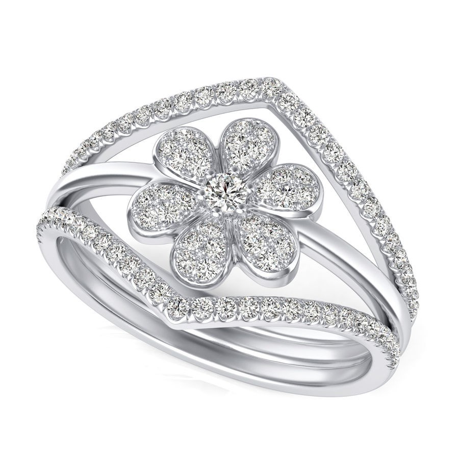 Floral Split Shank Fashion Ring