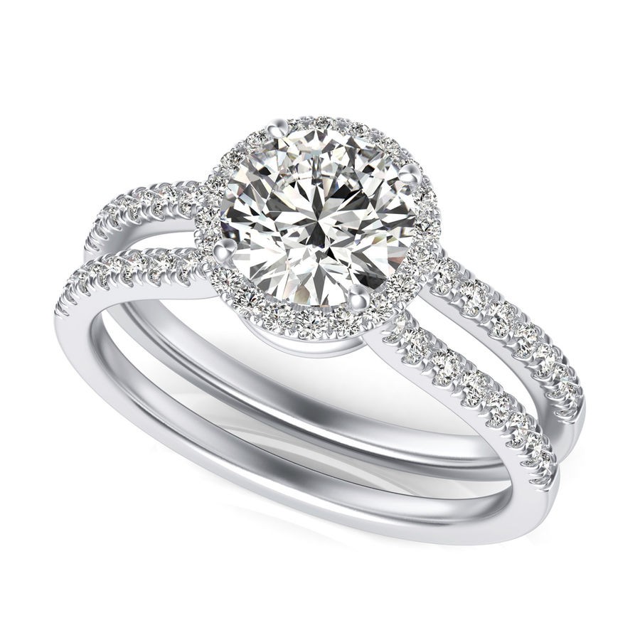 Split Shank Halo Engagement Ring