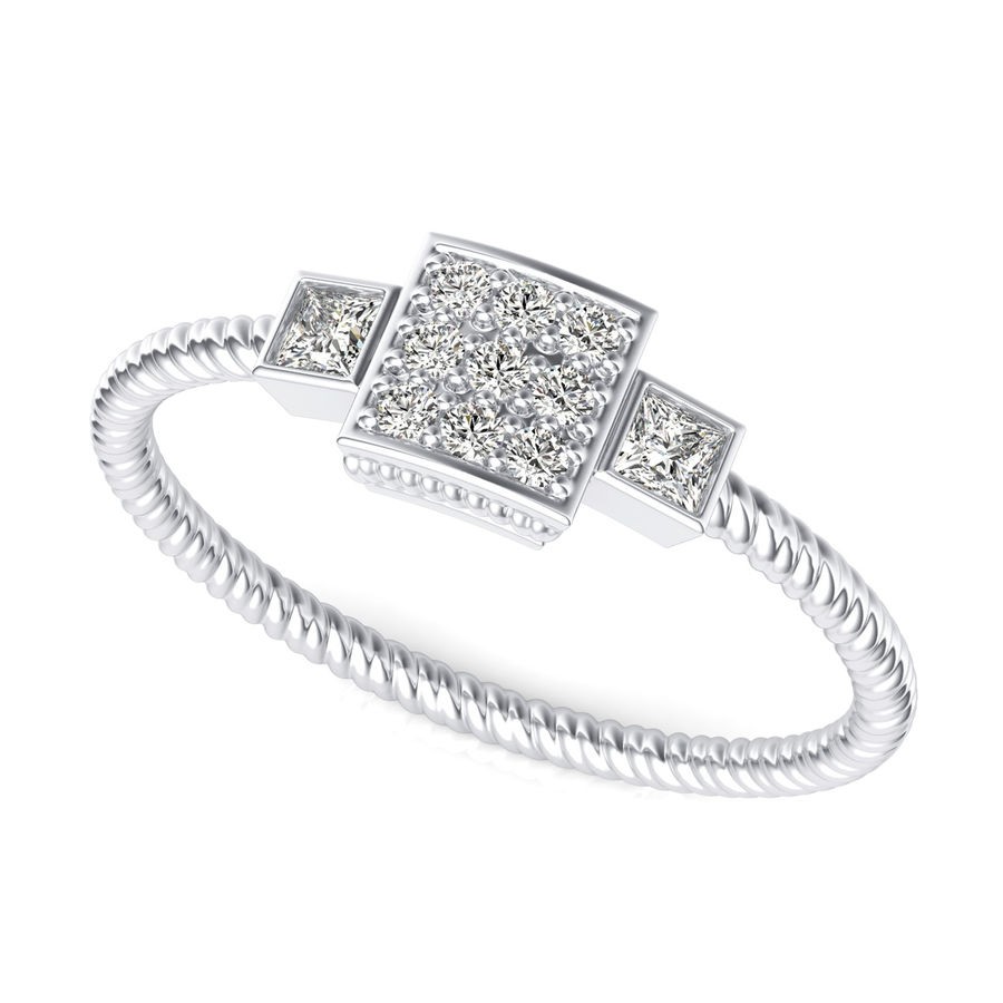 Square Shape Three Stone