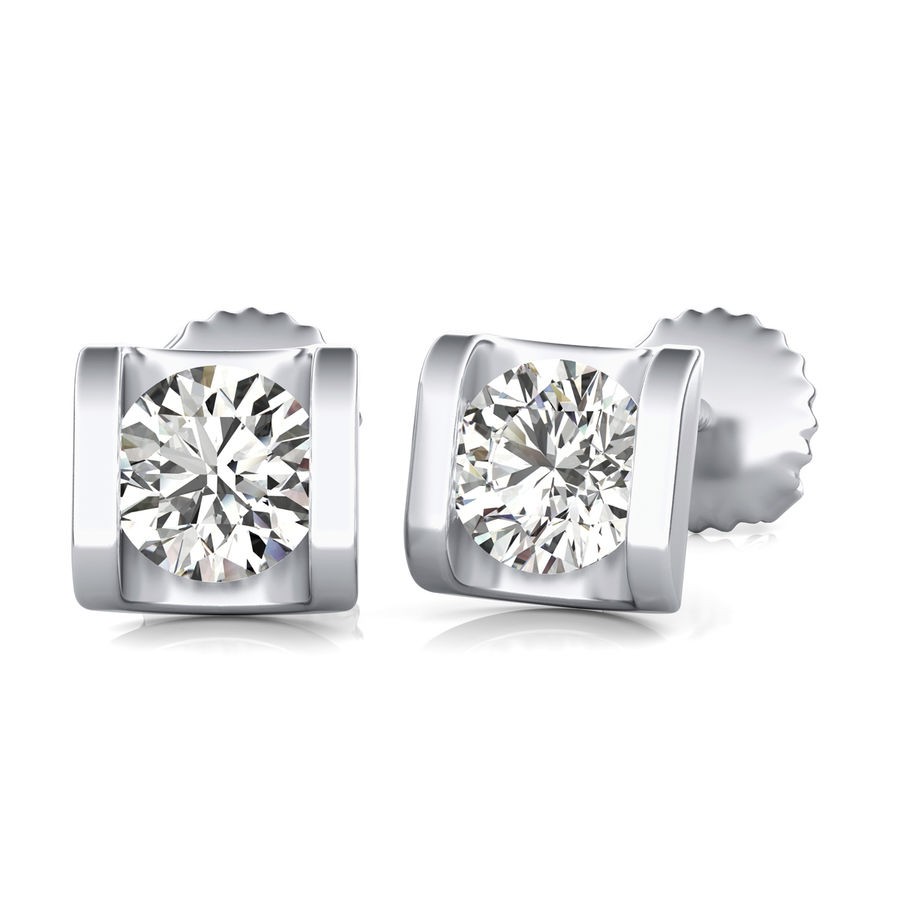 Half Bezel Stud Earrings